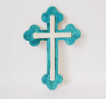 Krzyż ceramiczny turkusowy