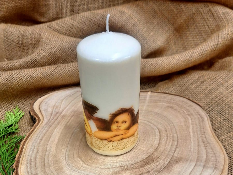 Świeca decoupage anioły / Nr artykułu: 8/25/G