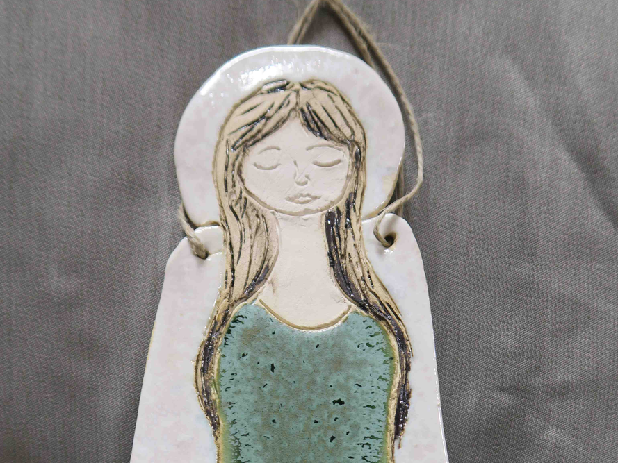 Anioł ceramiczny zielony 1312