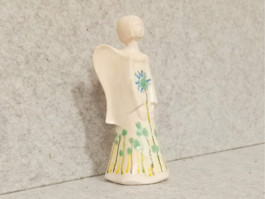Anioł ceramiczny perłowy
